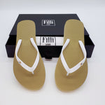 Load image into Gallery viewer, Filli London Aurora Luxury Crystal Flip Flops - White on Gold
