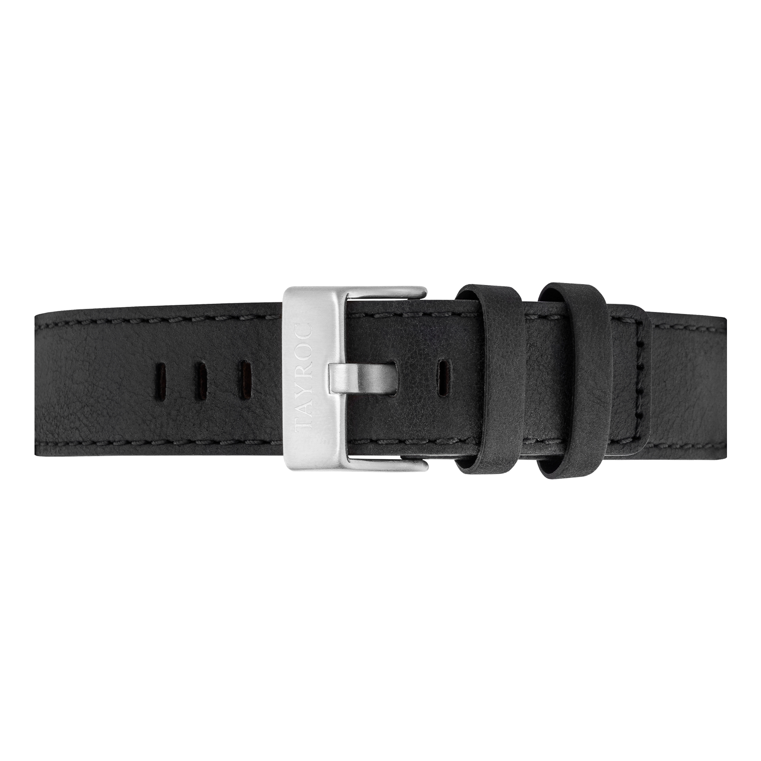 Black Leather Strap/Silver Buckle 22mm