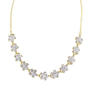 loveRocks Crystal Sparkling Daisies Necklace Gold Tone