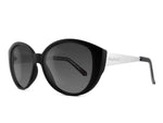 Load image into Gallery viewer, Ruby Rocks Audrey Round with side tip Black and Silver frame with Dark Grey Lens Sunglasses RR09-1

