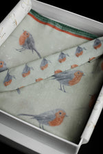 Load image into Gallery viewer, Recycled Bottle Scarf - Christmas Robins Gift Set
