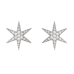 loveRocks Mega Crystal Encrusted Star Stud Earring - Silver