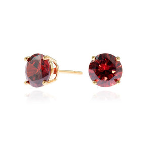 Cachet Lana 8mm 18ct Gold Plated Sterling Silver with Garnet CZ Pierced Earrings