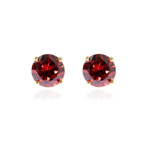 Cachet Lana 8mm 18ct Gold Plated Sterling Silver with Garnet CZ Pierced Earrings