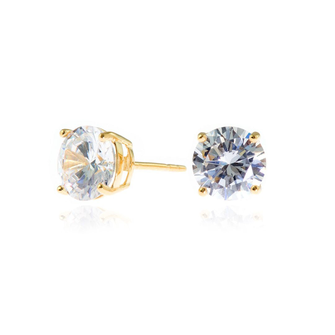 Cachet Lana 8mm 18ct Gold Plated Sterling Silver with Clear CZ Pierced Earrings