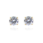 Load image into Gallery viewer, Cachet Lana 8mm 18ct Gold Plated Sterling Silver with Clear CZ Pierced Earrings
