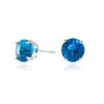 Load image into Gallery viewer, Cachet Lana 8mm Sterling Silver with Ocean Blue CZ Pierced Earrings
