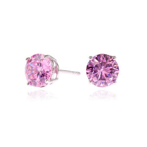 Cachet Lana 8mm Sterling Silver with Pink CZ Pierced Earrings