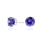 Load image into Gallery viewer, Cachet Lana 8mmSterling Silver with Violet CZ Pierced Earrings
