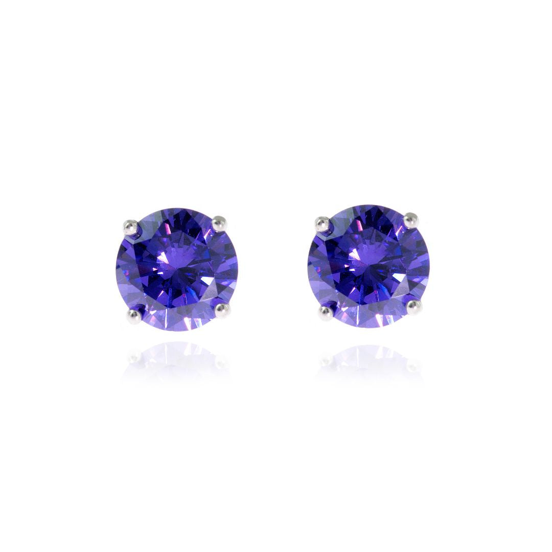 Cachet Lana 8mmSterling Silver with Violet CZ Pierced Earrings