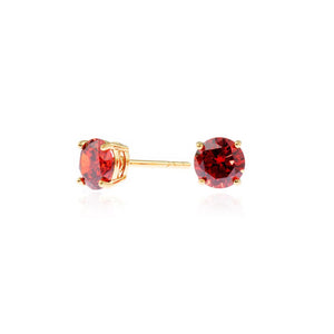 Cachet Lana 6mm 18ct Gold Plated Sterling Silver with Garnet CZ Pierced Earrings