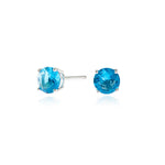 Load image into Gallery viewer, Cachet Lana 6mm Sterling Silver with Ocean Blue CZ Pierced Earrings
