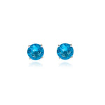 Load image into Gallery viewer, Cachet Lana 6mm Sterling Silver with Ocean Blue CZ Pierced Earrings

