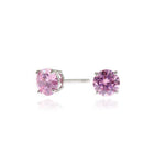 Load image into Gallery viewer, Cachet Lana 6mm Sterling Silver with Pink CZ Pierced Earrings
