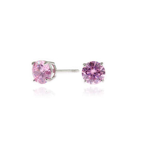 Cachet Lana 6mm Sterling Silver with Pink CZ Pierced Earrings