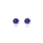 Load image into Gallery viewer, Cachet Lana 6mm Sterling Silver with Violet CZ Pierced Earrings
