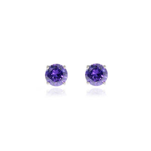 Cachet Lana 6mm Sterling Silver with Violet CZ Pierced Earrings
