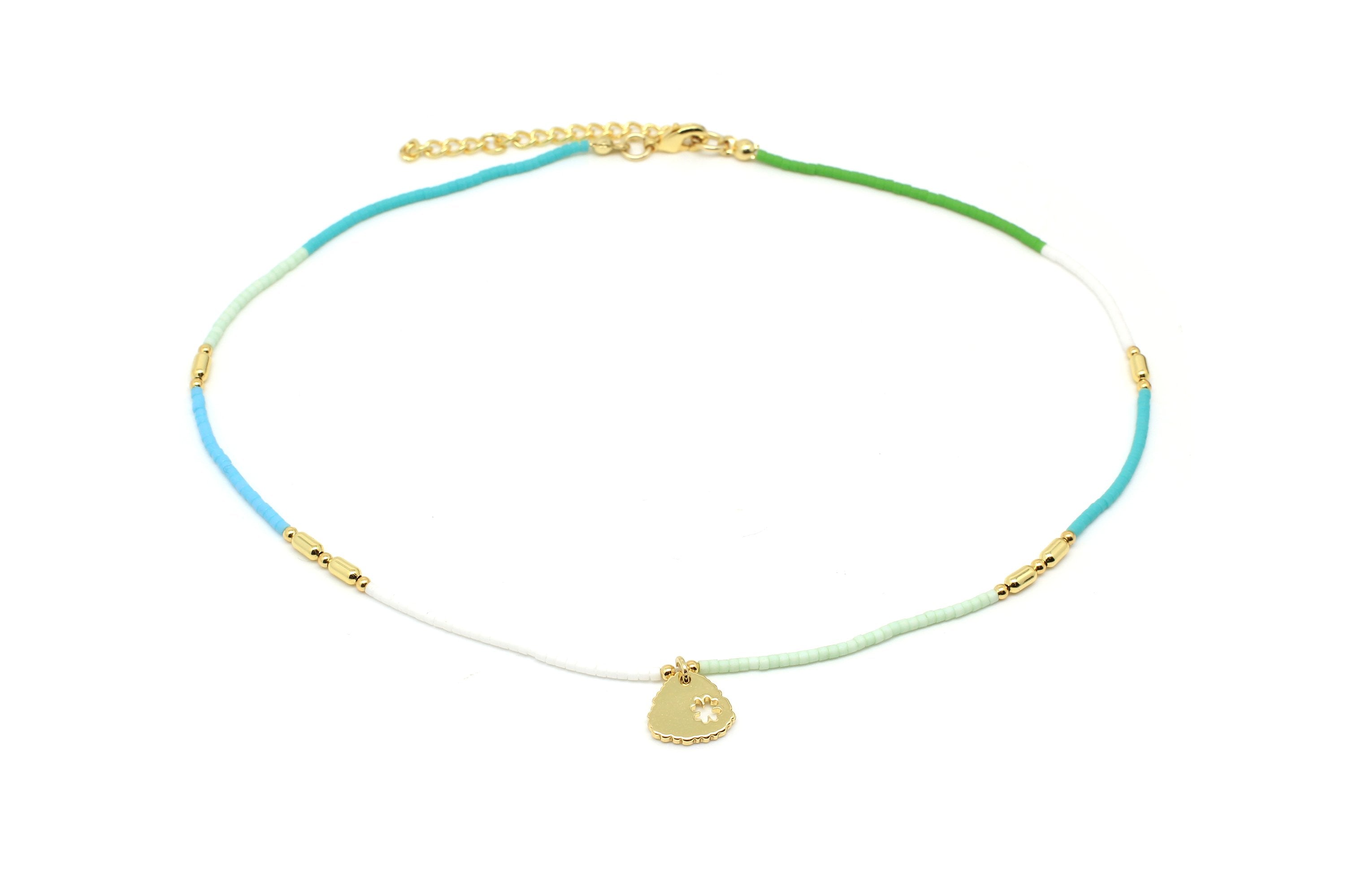Apollo Gold & Mint Bead Short Necklace
