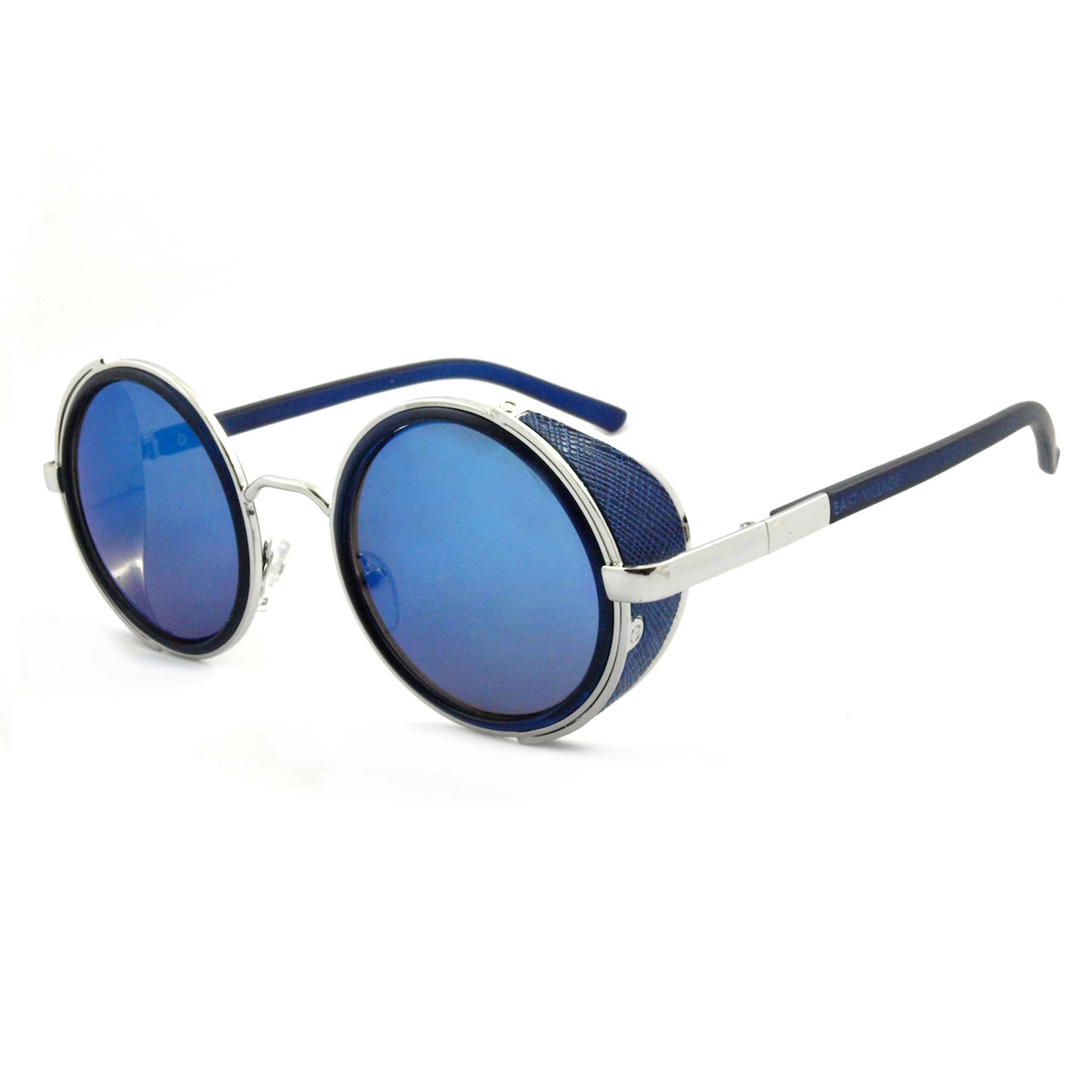 'Freeman' Round Sunglasses With Side Shield In Blue