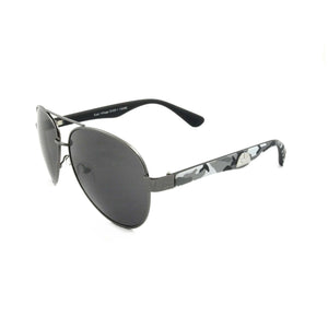 'Caine' Metal Frame Aviator Sunglasses With Grey Camouflage Temples