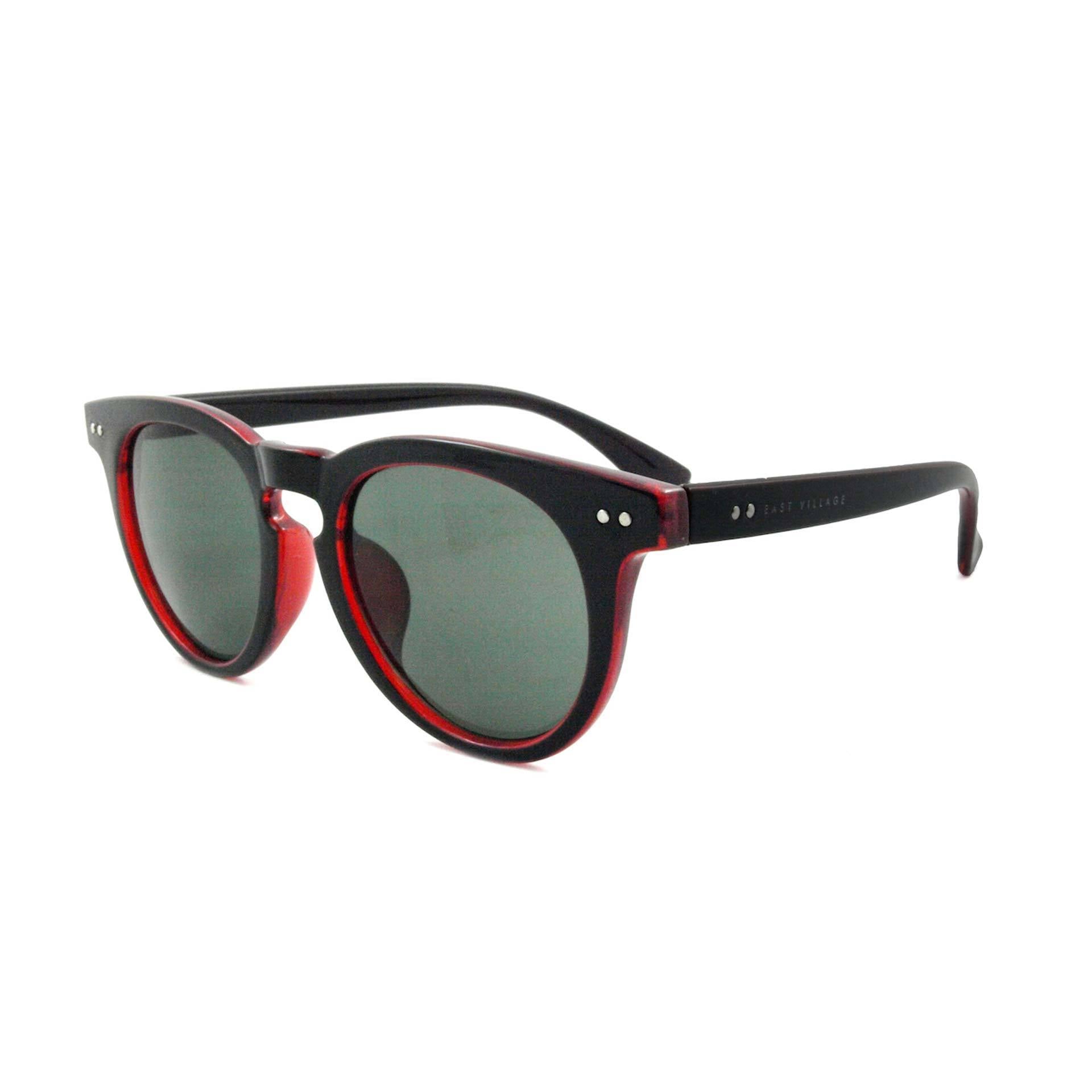'Moon' Preppy Two-Tone Sunglasses In Black/Red