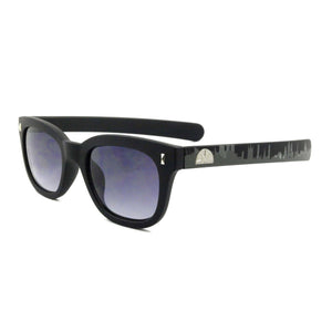 Plastic 'Pacino' Sunglasses In Black With London Skyline Printed On Temples