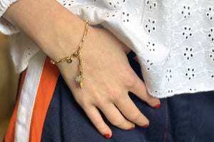 Nissi Gold Link Chain Charm Bracelet