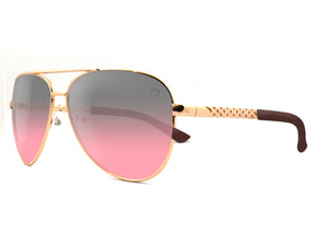 Metal 'Dominica' Aviator With Embossed Temple in Gold