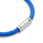 Load image into Gallery viewer, Blue Leather Bracelet with Stainless Steel Clasp
