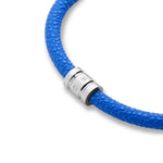 Load image into Gallery viewer, Blue Leather Bracelet with Stainless Steel Clasp
