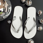 Load image into Gallery viewer, Filli London Naked Flip Flops - Silver on White
