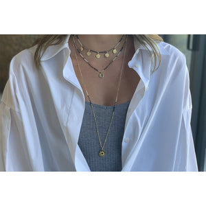 Hebe Navy & Gold Long Beaded Necklace